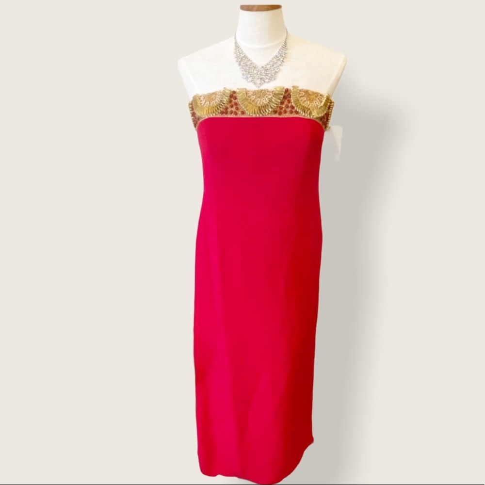 NWT Vintage Nipon Night Strapless Beaded Dress Sz 10
